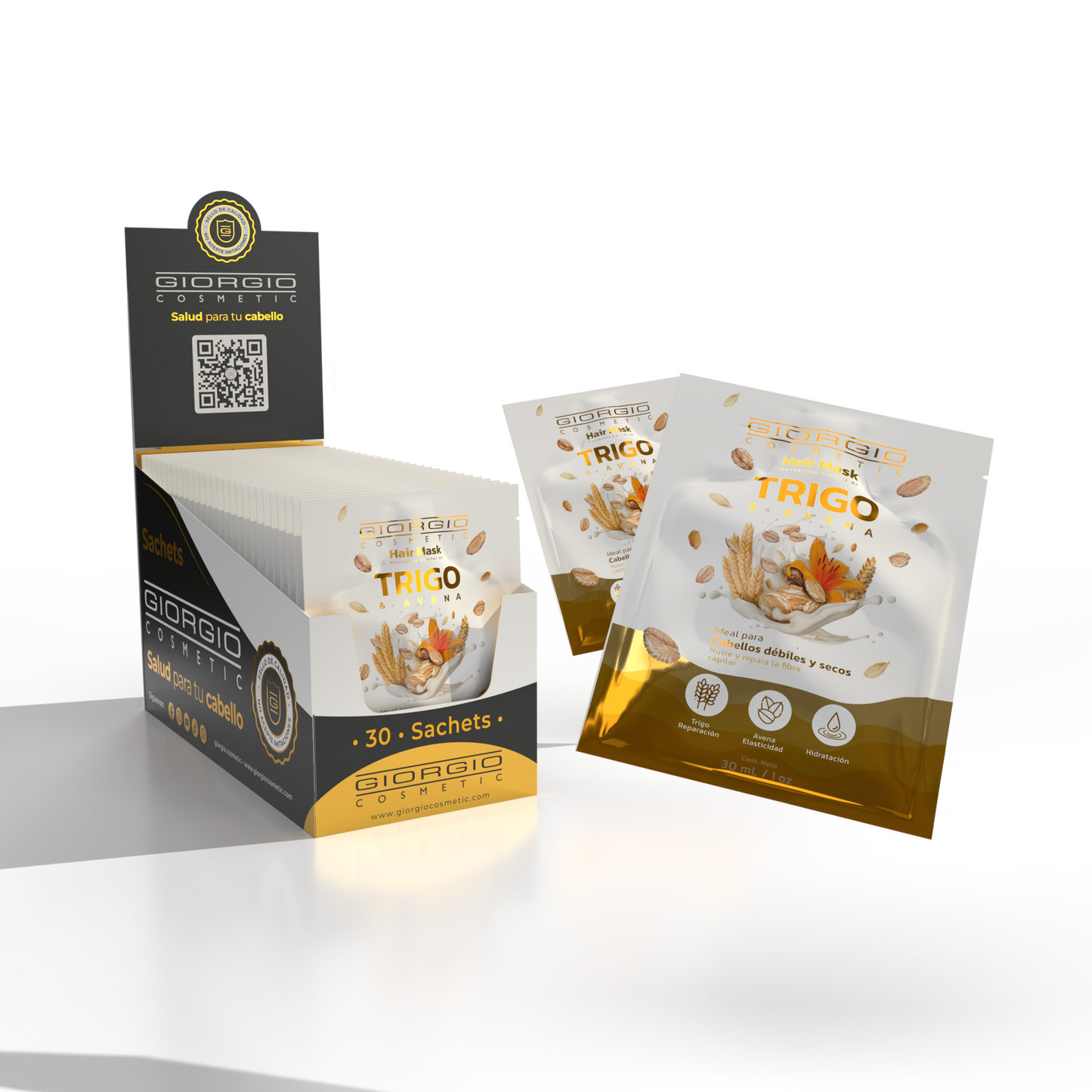 HAIR MASK DE TRIGO & AVENA Caja 30 uds x 30 mL