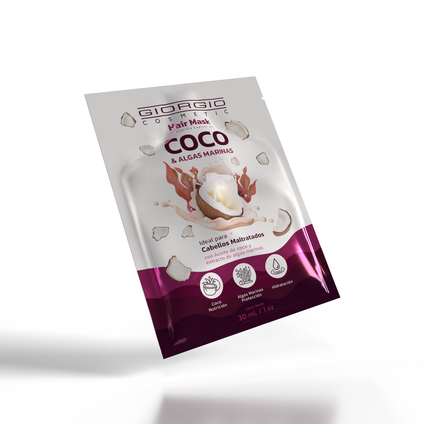 HAIR MASK MASCARILLA DE COCO Y ALGAS MARINAS Caja 30 uds x 30 mL