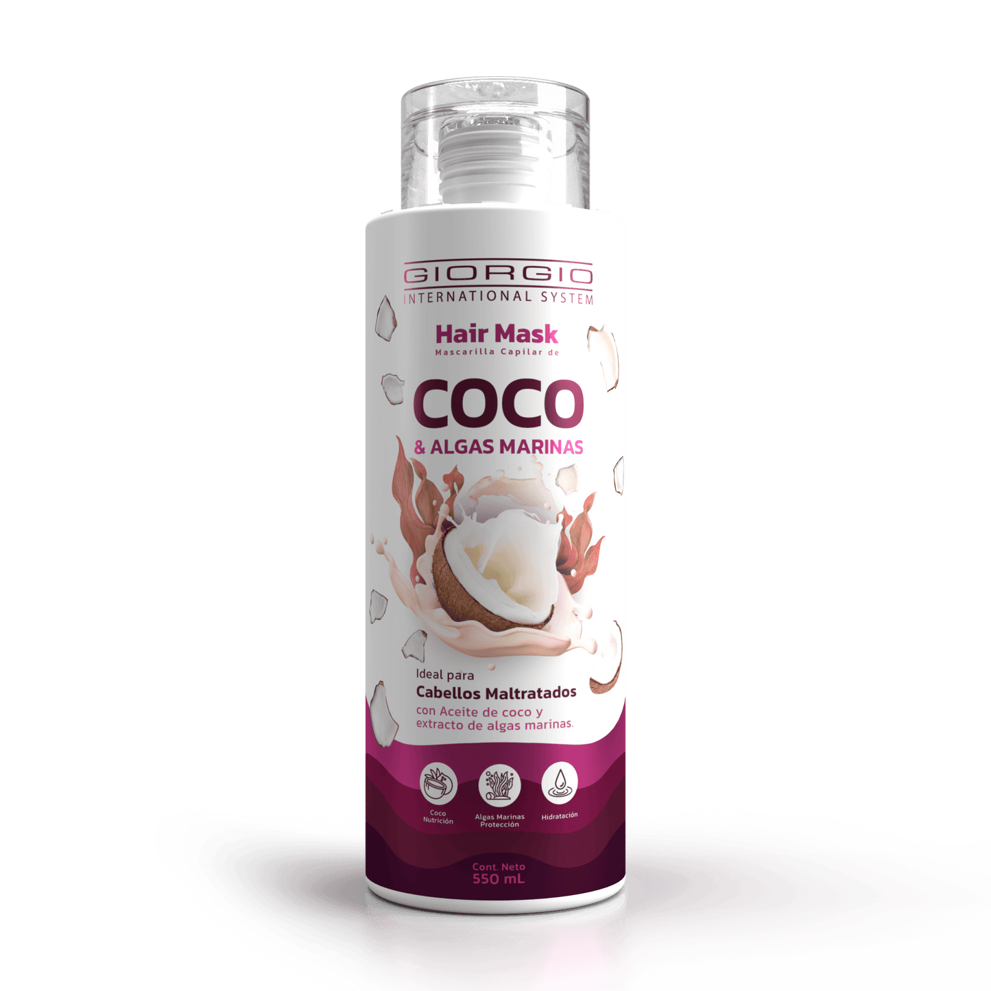 HAIR MASK MASCARILLA DE ALGAS MARINAS Y COCO X 550 mL - Giorgio Cosmetic