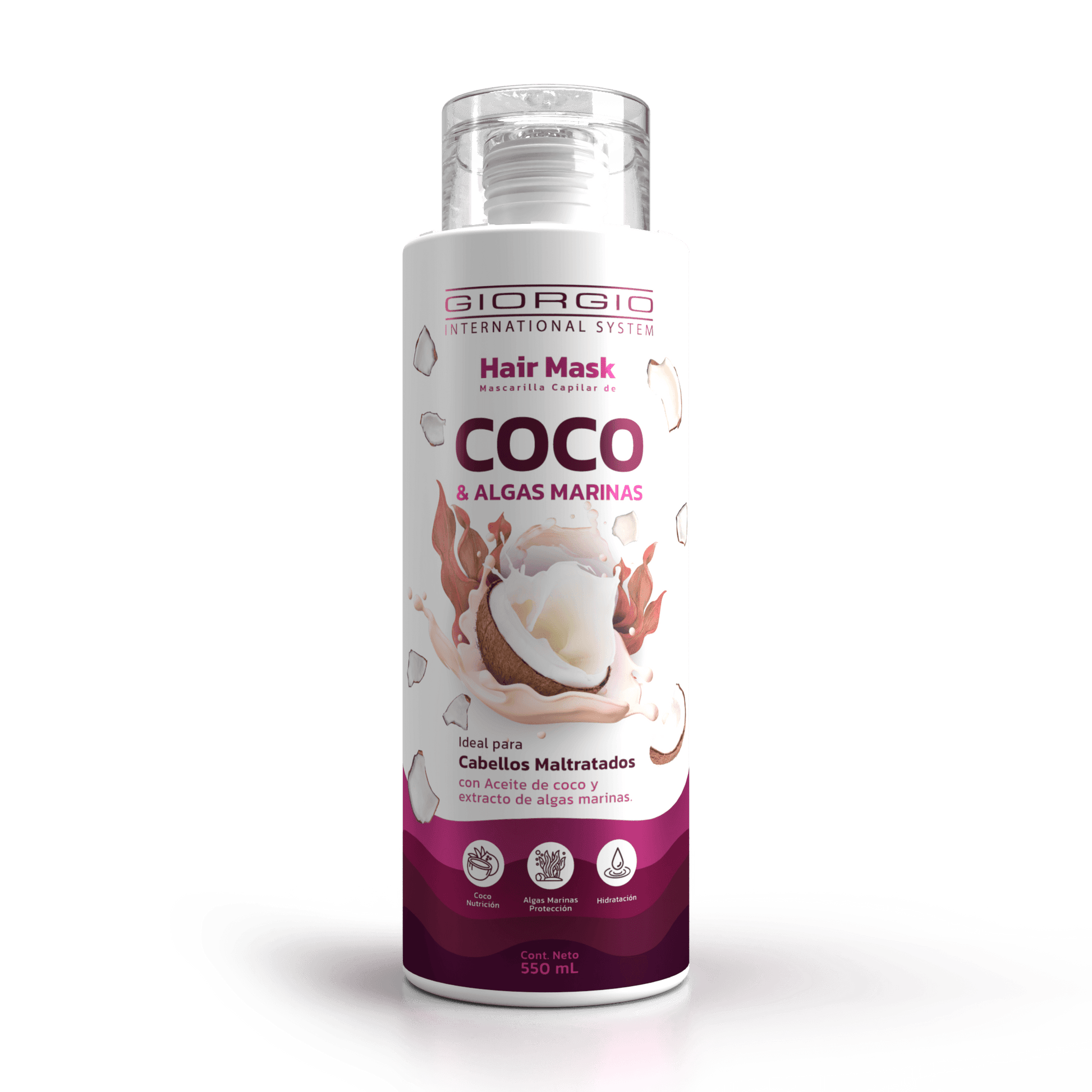 HAIR MASK MASCARILLA DE ALGAS MARINAS Y COCO X 550 mL - Giorgio Cosmetic