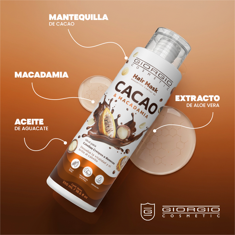 Mascarilla Capilar CACAO Y MACADAMIA (Cabellos rizos y crespos) X 550 mL