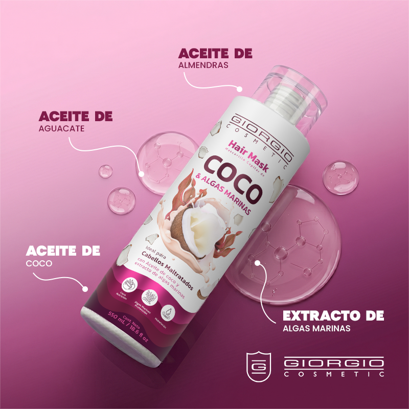 Mascarilla Capilar COCO Y ALGAS MARINAS (Cabellos maltratados) X 550 mL