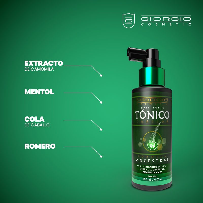 TÓNICO ANCESTRAL Fórmula capilar con 12 Extractos x 120 mL